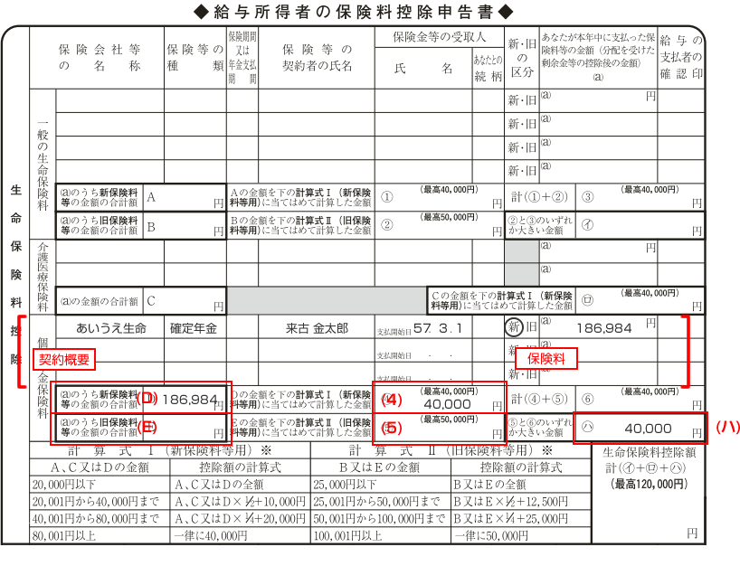 年末調整の生命保険料控除申告部分